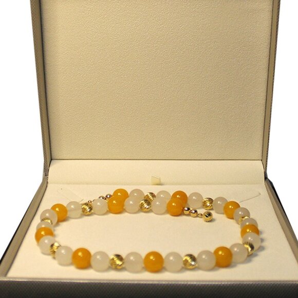 14K JADEITE BEAD NECKLACE - 12-13 MM STONES - LARGE CLASP -9 MM GOLD BEADS - Picture 7 of 12